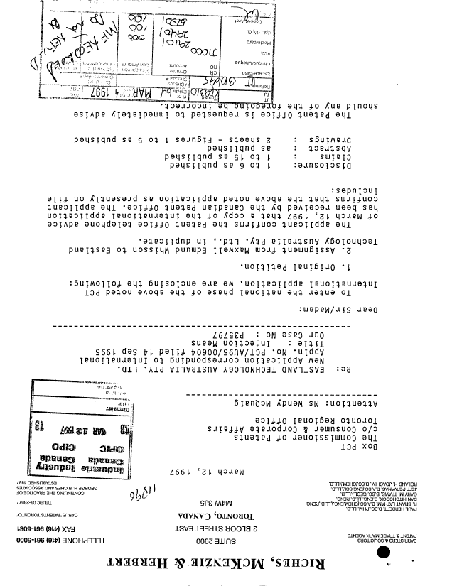 Canadian Patent Document 2199831. Assignment 19970312. Image 1 of 6