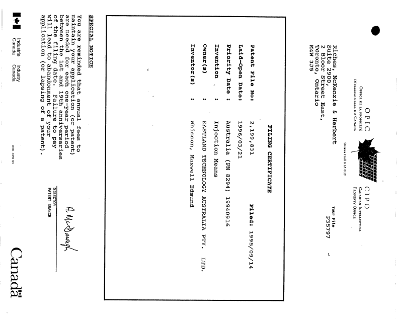 Canadian Patent Document 2199831. Assignment 19970312. Image 6 of 6