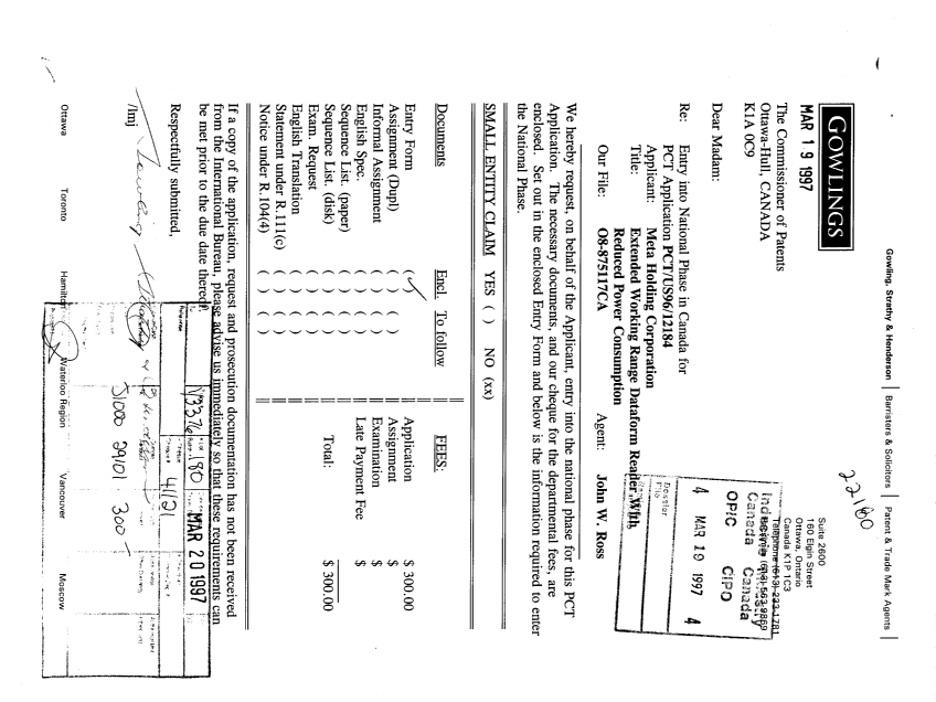 Document de brevet canadien 2200476. Cession 19970319. Image 1 de 4
