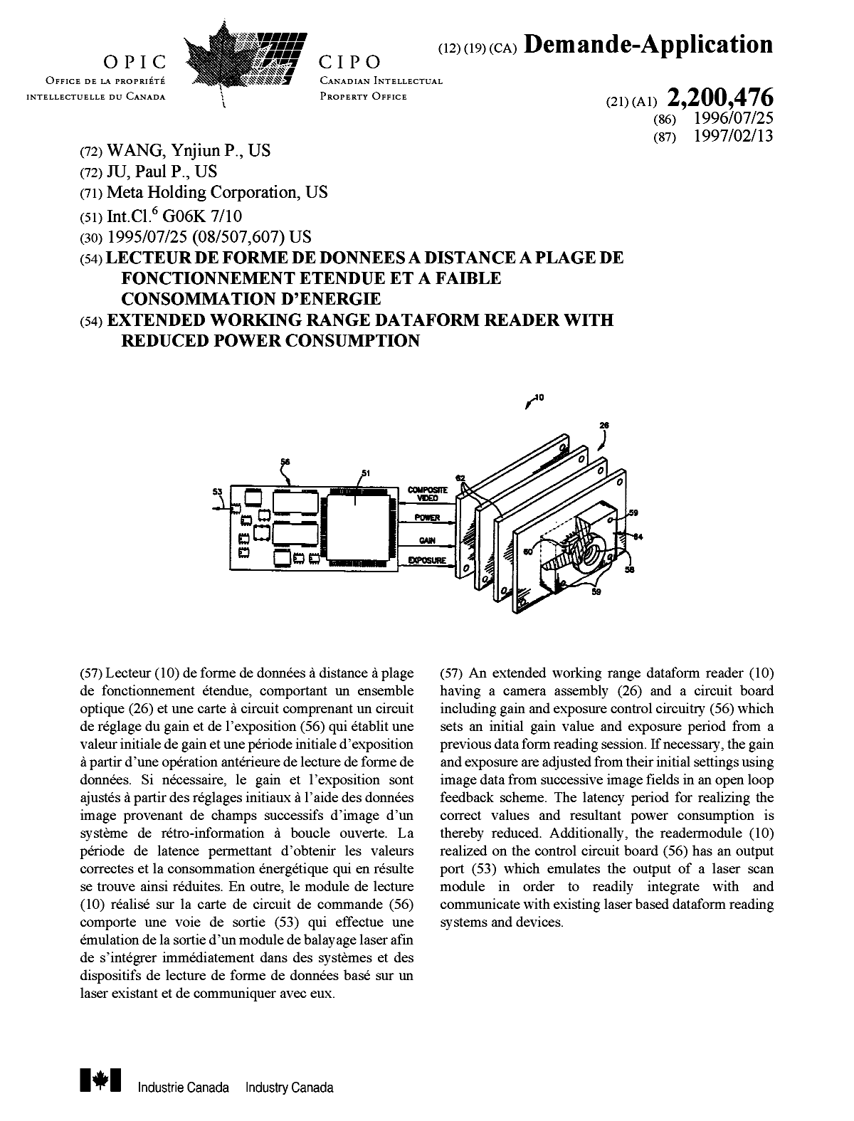 Document de brevet canadien 2200476. Page couverture 19970916. Image 1 de 1