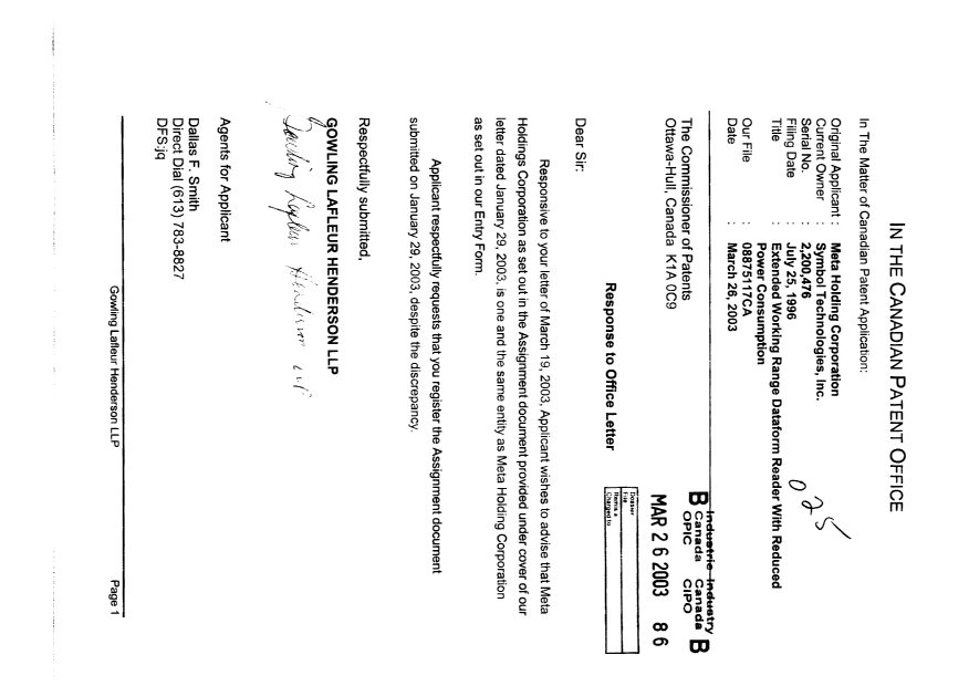 Document de brevet canadien 2200476. Cession 20030326. Image 1 de 1