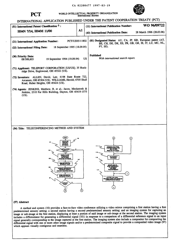 Canadian Patent Document 2200477. Abstract 19970319. Image 1 of 1