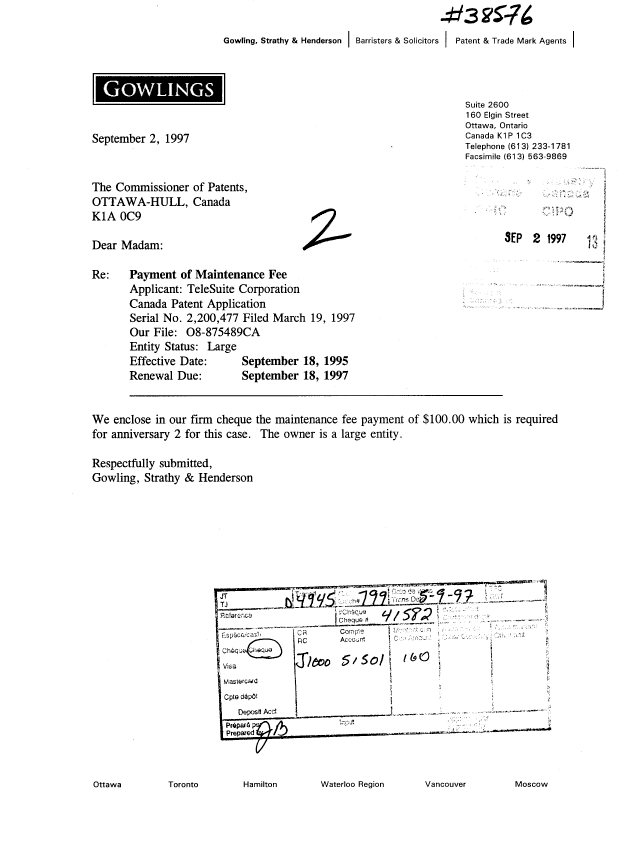 Document de brevet canadien 2200477. Taxes 19970902. Image 1 de 1