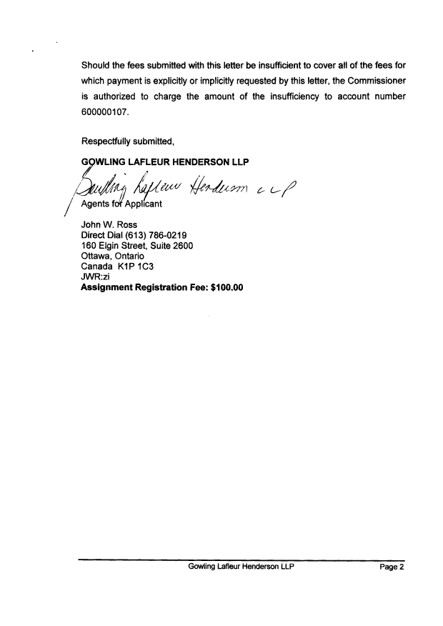 Document de brevet canadien 2200477. Cession 20070731. Image 2 de 6