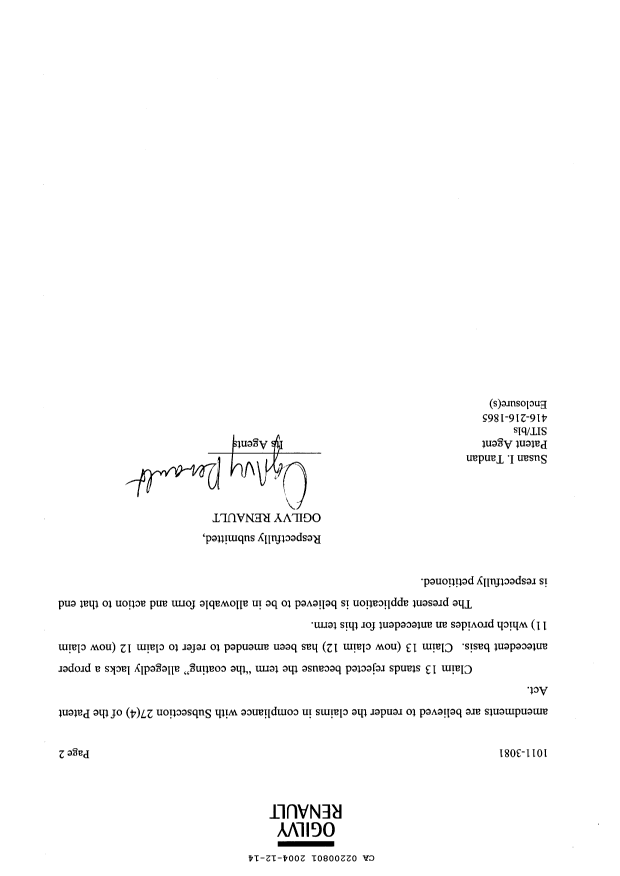 Document de brevet canadien 2200801. Poursuite-Amendment 20031214. Image 2 de 5