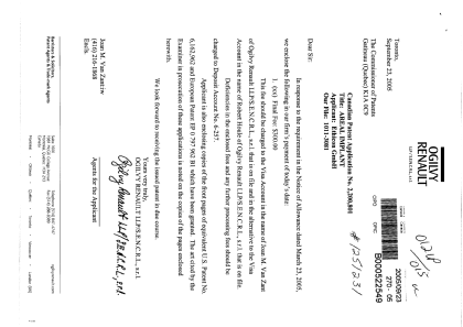 Document de brevet canadien 2200801. Correspondance 20041223. Image 1 de 1