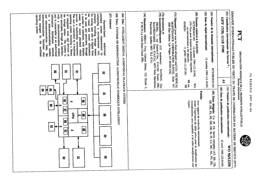 Document de brevet canadien 2201913. Abrégé 19970405. Image 1 de 2