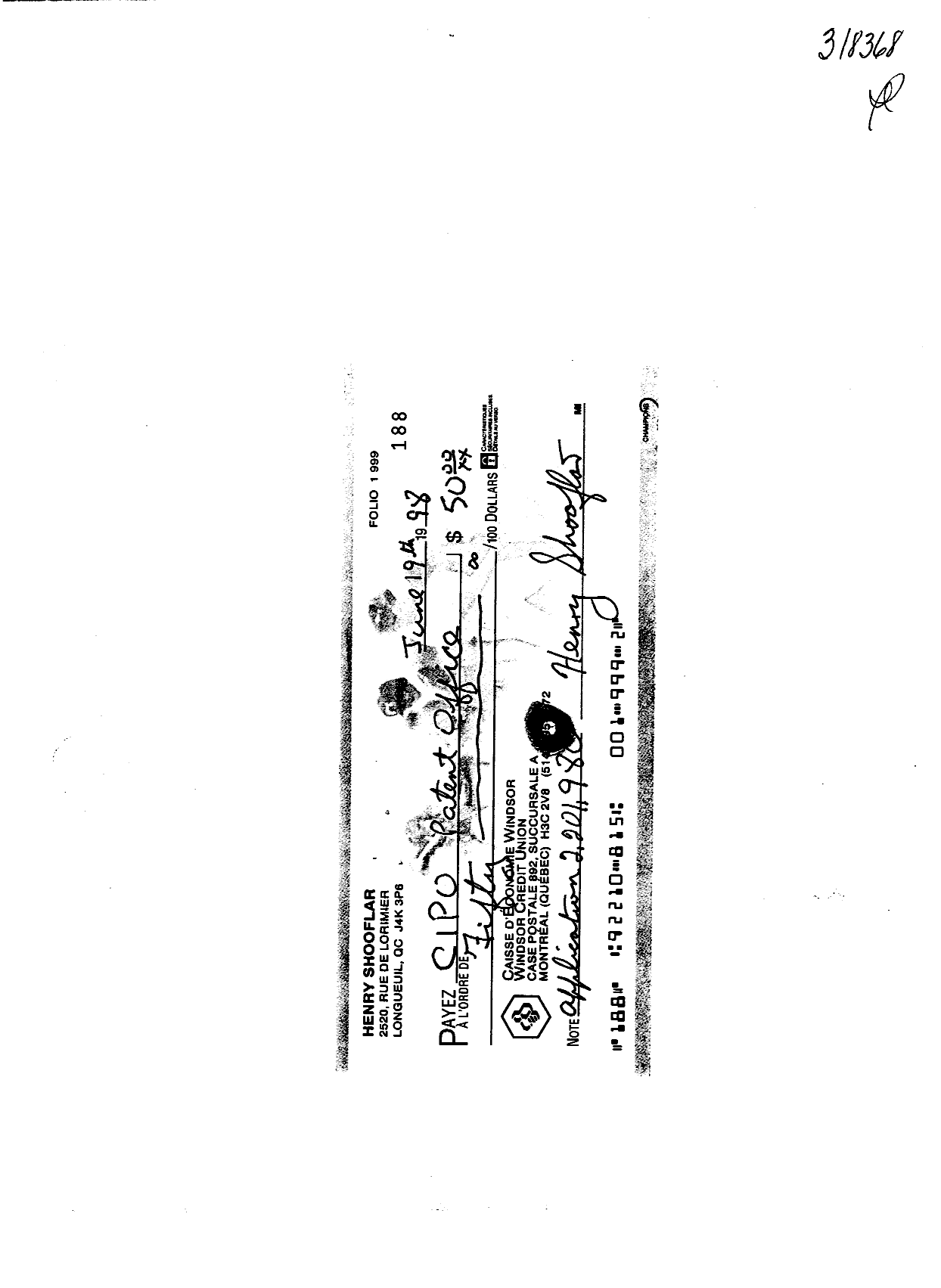 Document de brevet canadien 2201980. Taxes 19980625. Image 2 de 2