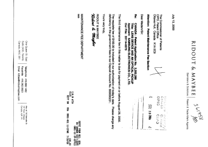 Canadian Patent Document 2202288. Fees 20000713. Image 1 of 1