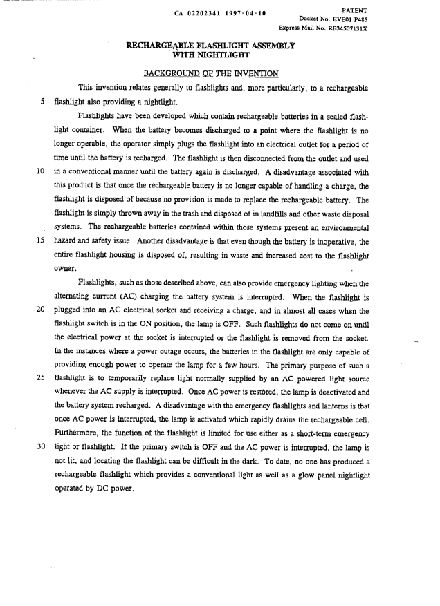 Canadian Patent Document 2202341. Description 19970410. Image 1 of 12