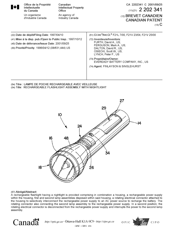 Canadian Patent Document 2202341. Cover Page 20010917. Image 1 of 1