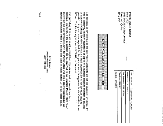 Document de brevet canadien 2202518. Correspondance 19970513. Image 1 de 1