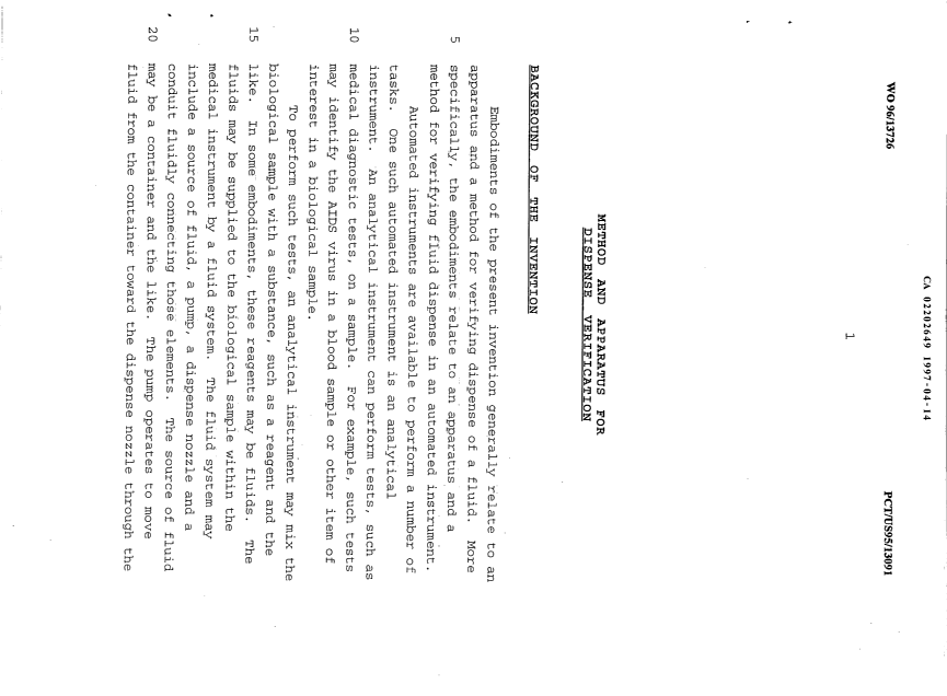 Document de brevet canadien 2202649. Description 20000118. Image 1 de 22