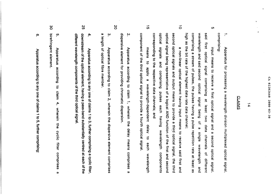 Document de brevet canadien 2202660. Revendications 20000330. Image 1 de 4