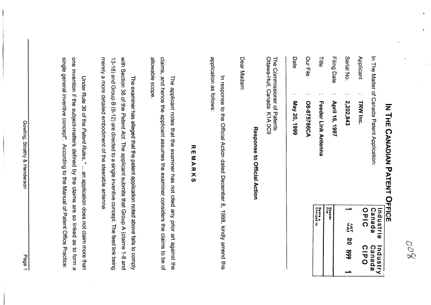Document de brevet canadien 2202843. Poursuite-Amendment 19990520. Image 1 de 11