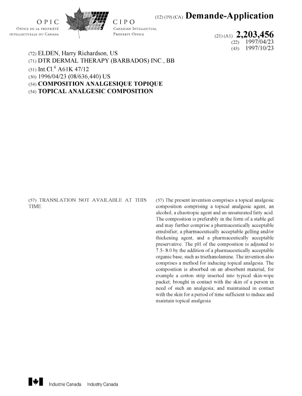 Document de brevet canadien 2203456. Page couverture 19990323. Image 1 de 1