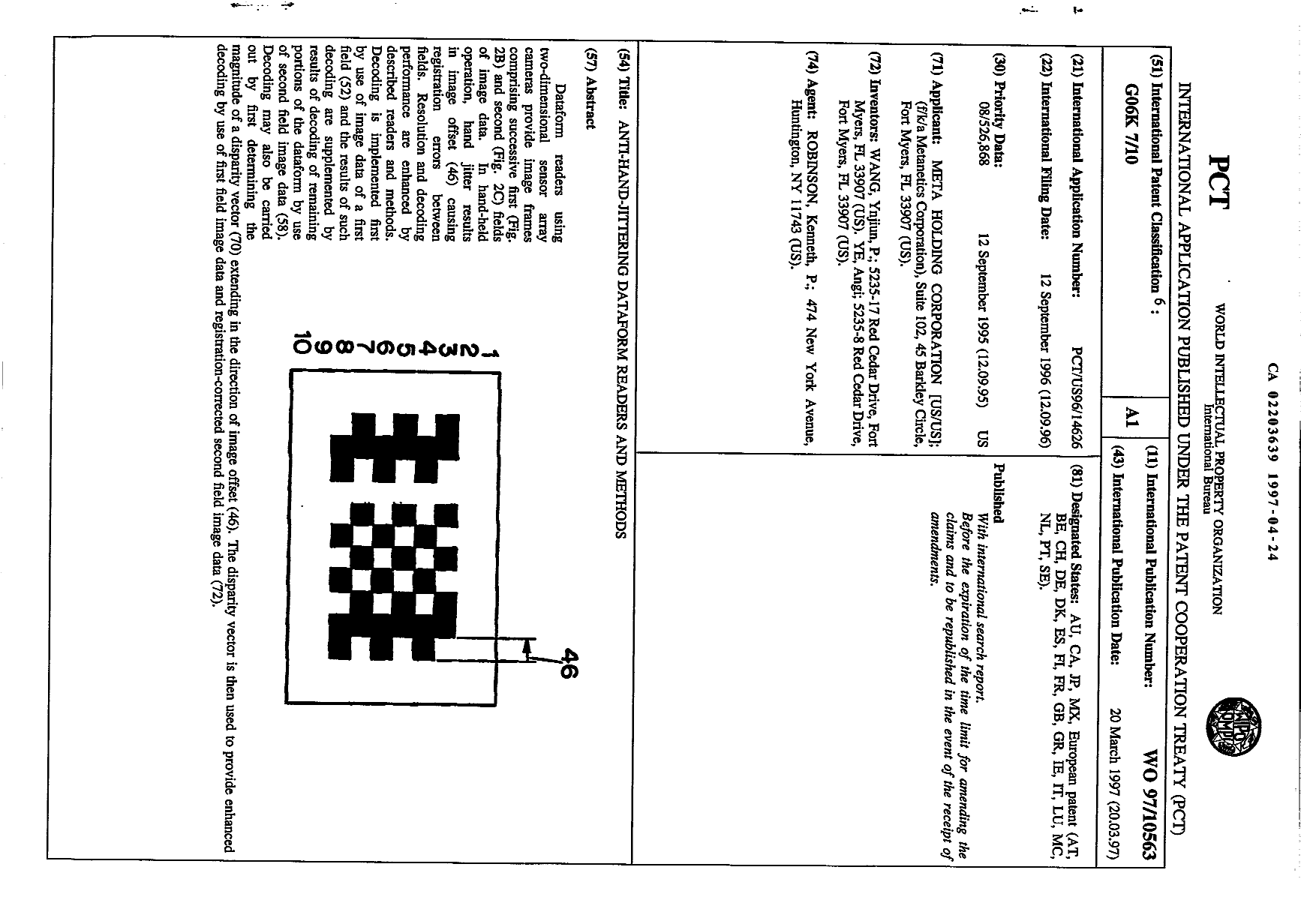 Canadian Patent Document 2203639. Abstract 19970424. Image 1 of 1