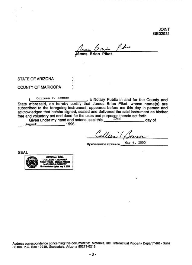 Document de brevet canadien 2204718. Cession 19961207. Image 8 de 8