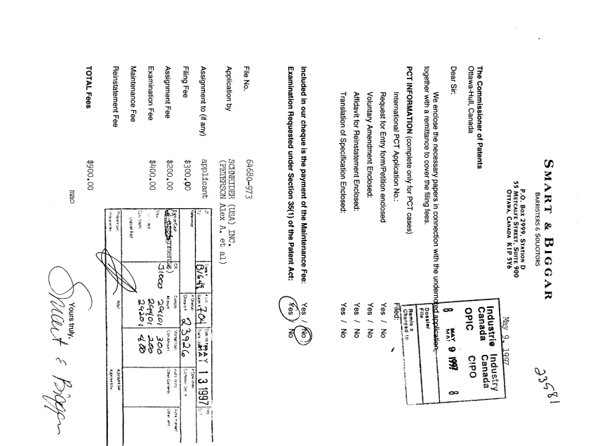 Document de brevet canadien 2204932. Cession 19970509. Image 1 de 9