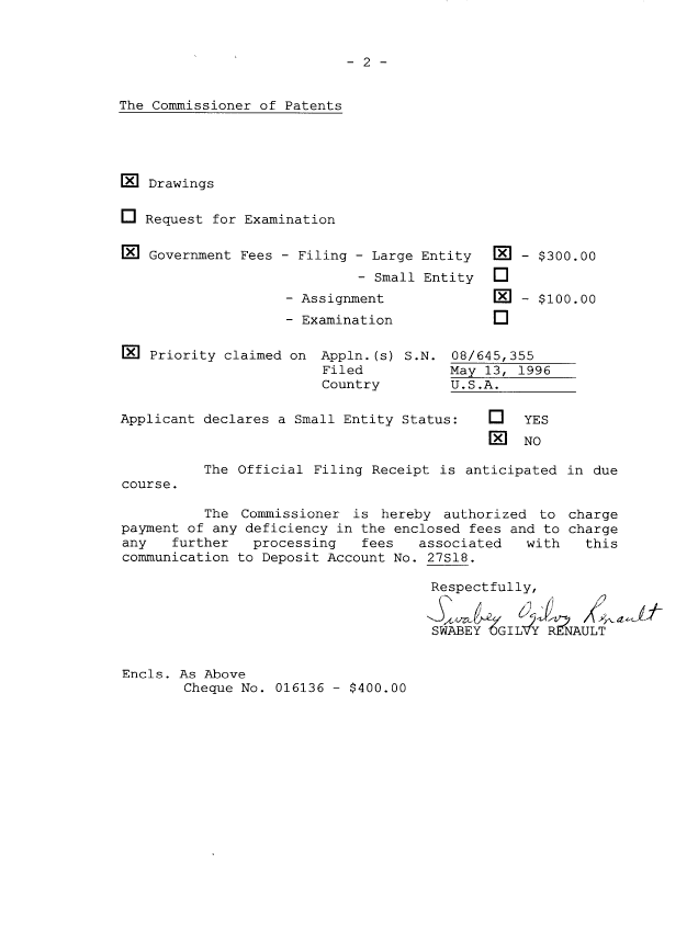 Document de brevet canadien 2204952. Cession 19970509. Image 2 de 8