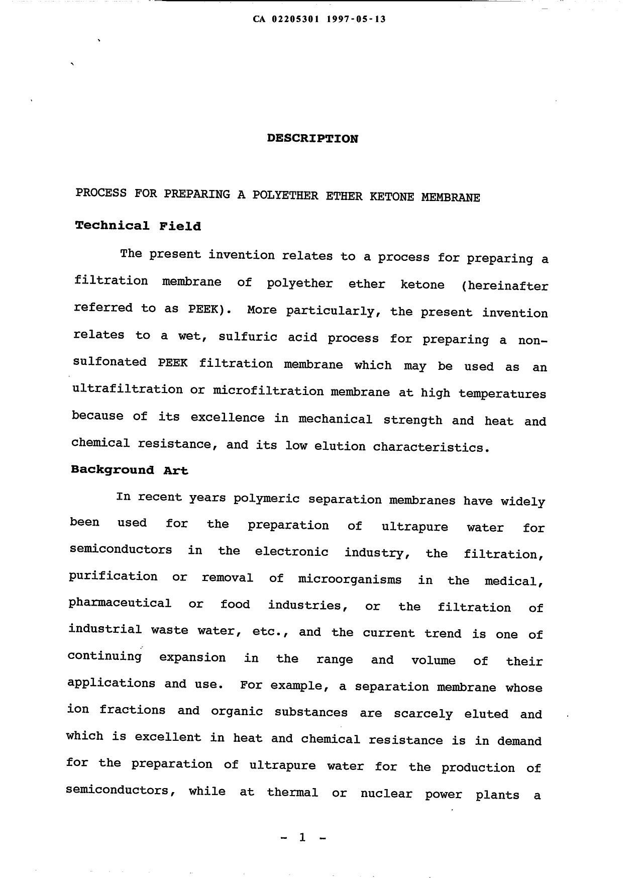 Document de brevet canadien 2205301. Description 19970513. Image 1 de 54