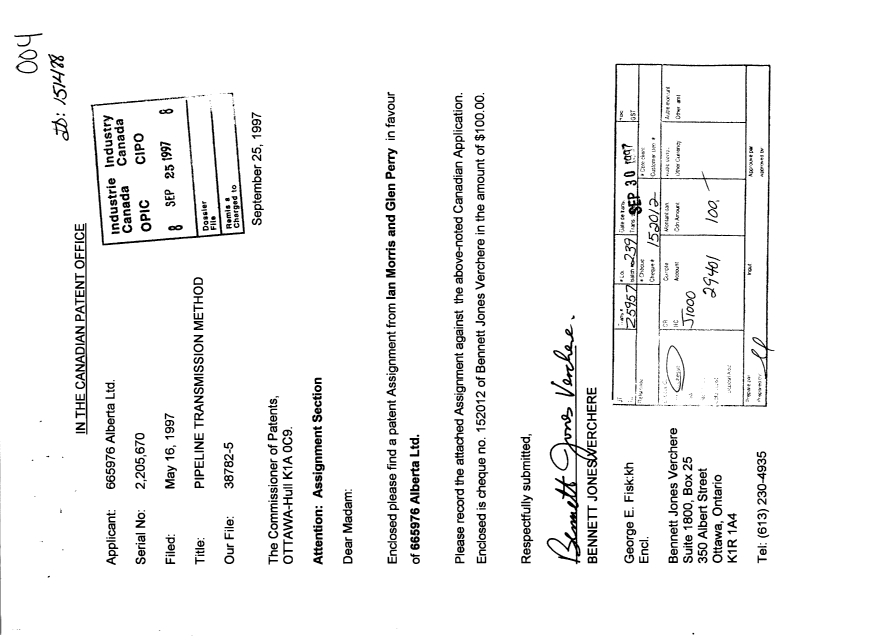 Document de brevet canadien 2205670. Cession 19970925. Image 1 de 4