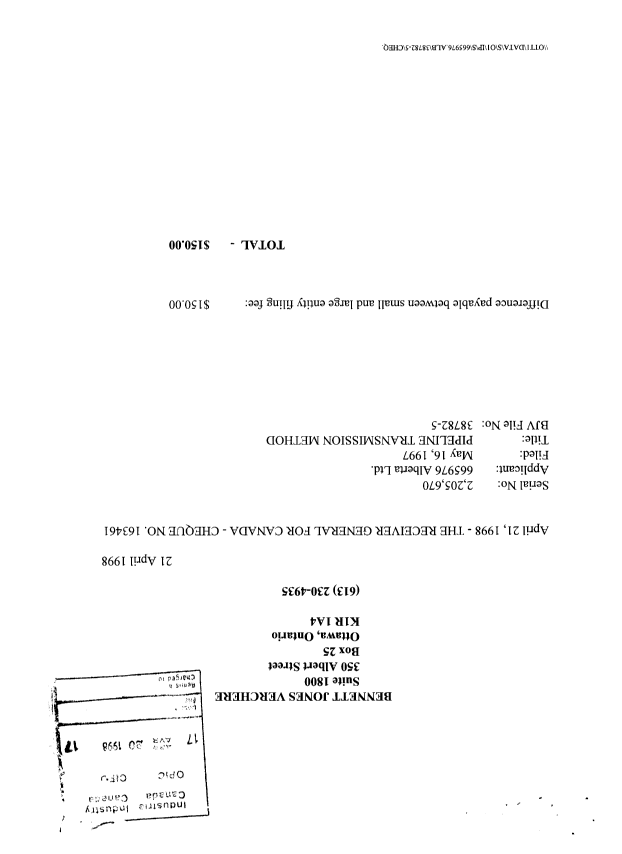 Document de brevet canadien 2205670. Correspondance 19980420. Image 2 de 2