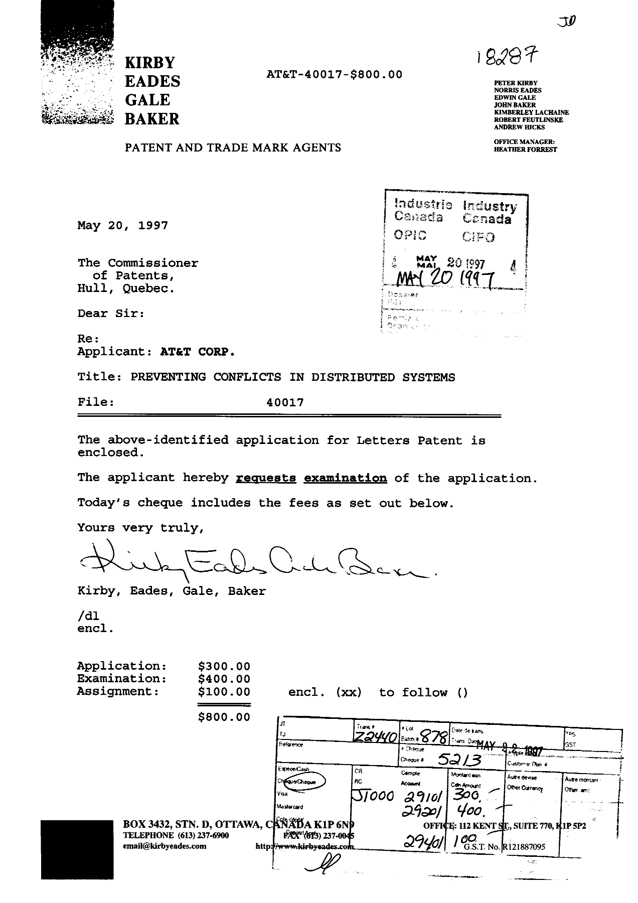 Document de brevet canadien 2205725. Cession 19970520. Image 1 de 8