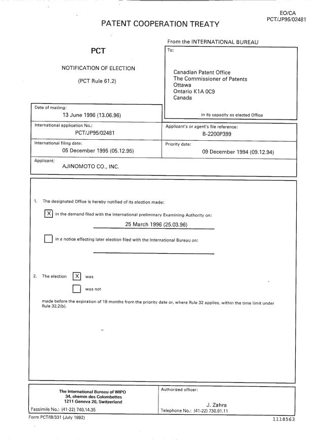 Document de brevet canadien 2207271. PCT 19970606. Image 2 de 15