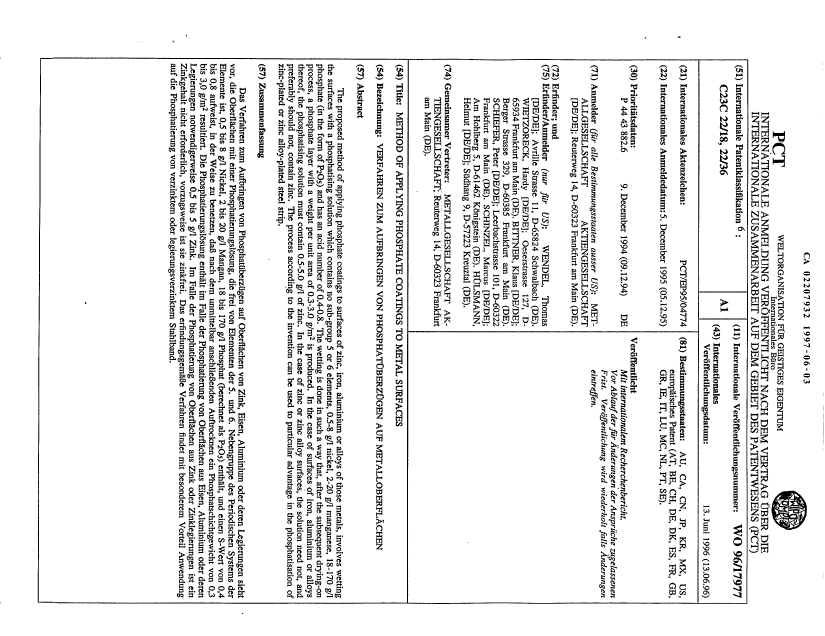 Document de brevet canadien 2207932. Abrégé 19970603. Image 1 de 1