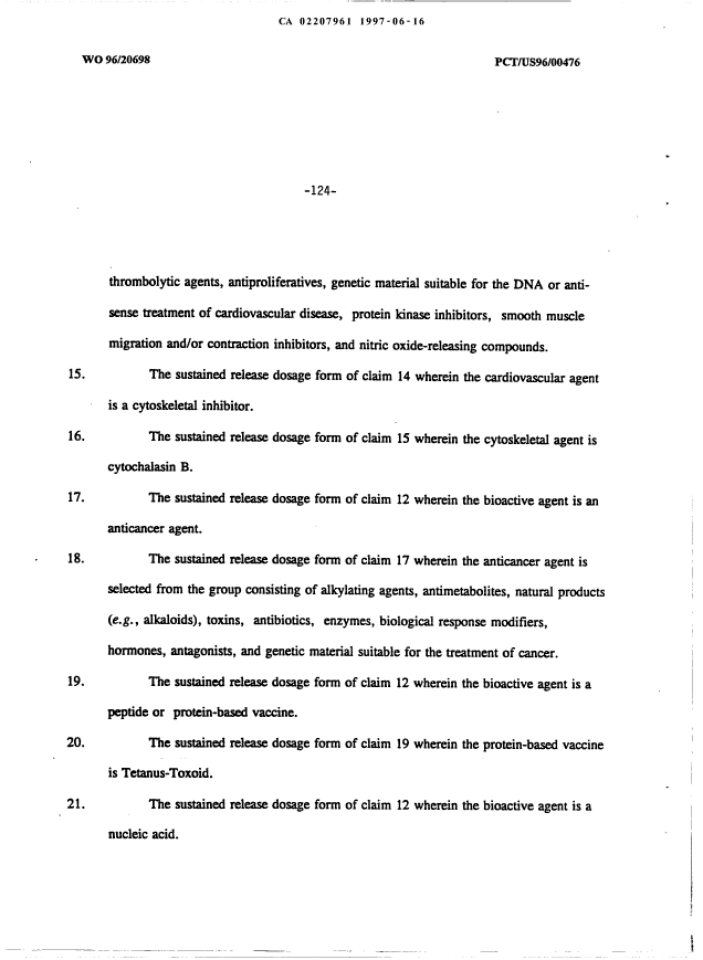 Document de brevet canadien 2207961. Revendications 19961216. Image 3 de 26