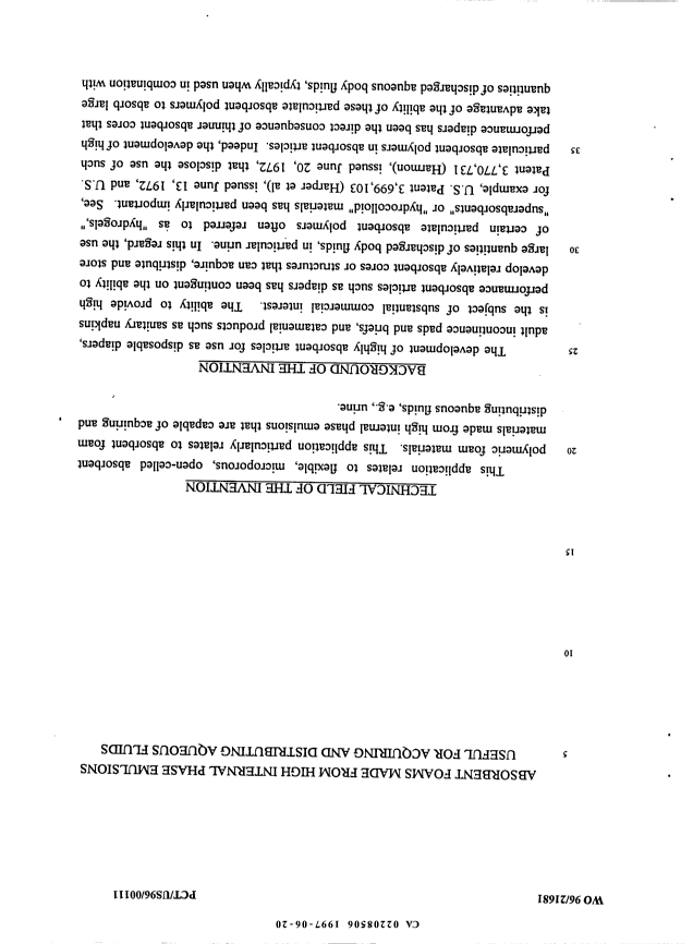 Document de brevet canadien 2208506. Description 19970620. Image 1 de 47