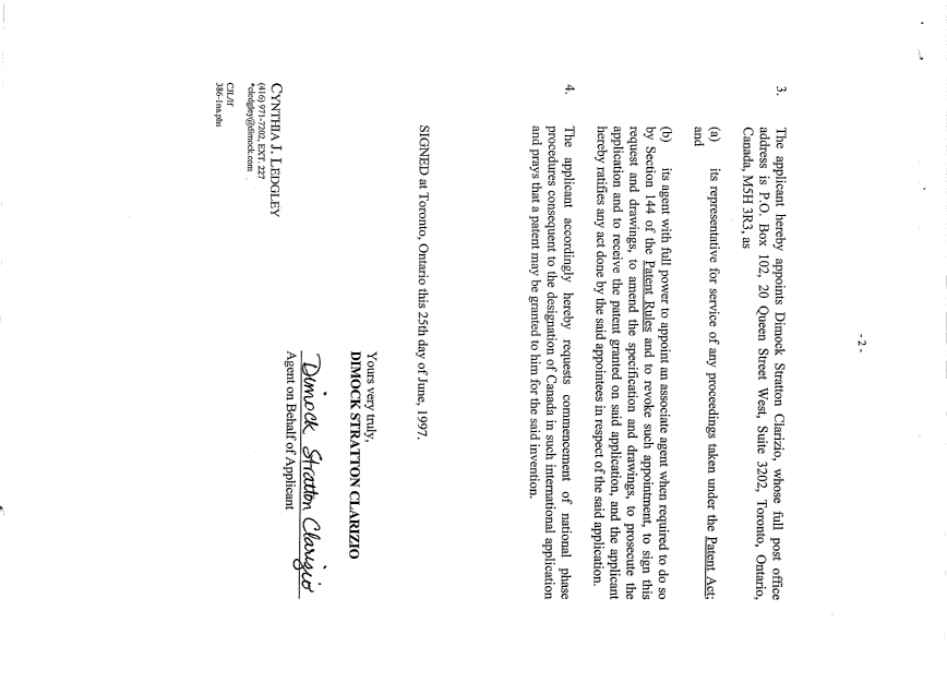 Document de brevet canadien 2208673. Cession 19970625. Image 4 de 4