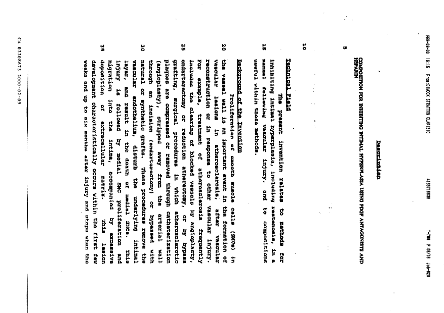 Document de brevet canadien 2208673. Description 20000209. Image 1 de 97
