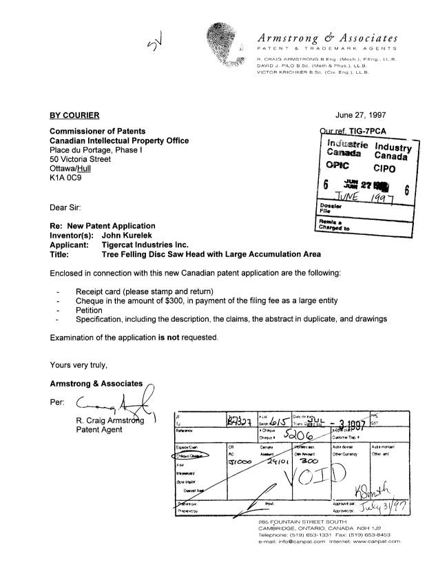 Document de brevet canadien 2209063. Cession 19970627. Image 1 de 7
