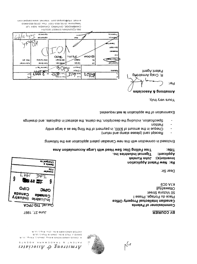 Canadian Patent Document 2209063. Assignment 19970627. Image 1 of 7