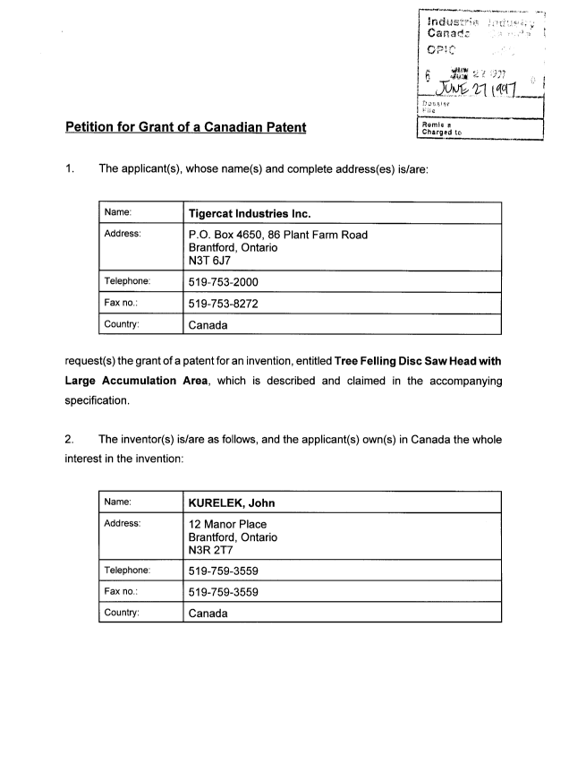 Canadian Patent Document 2209063. Assignment 19970627. Image 6 of 7