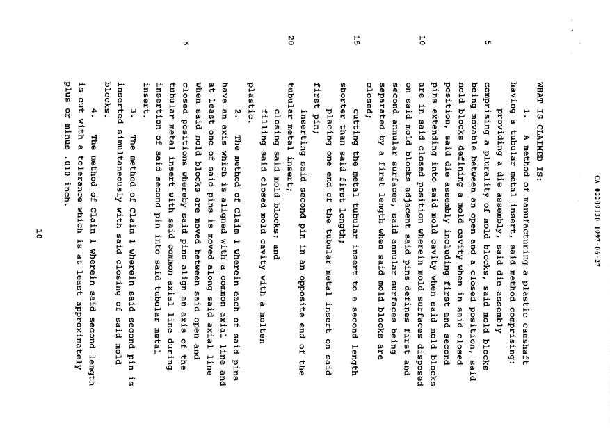 Document de brevet canadien 2209130. Revendications 19970627. Image 1 de 3