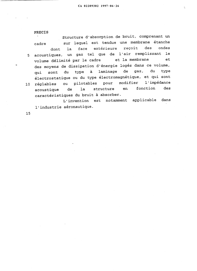 Document de brevet canadien 2209302. Abrégé 19970626. Image 1 de 1