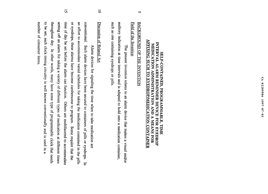 Canadian Patent Document 2209506. Description 19970703. Image 1 of 8