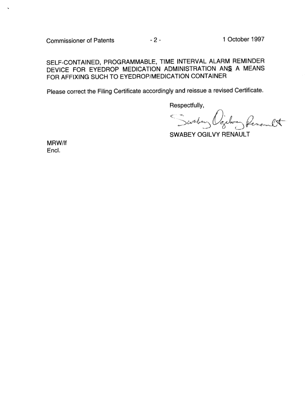 Canadian Patent Document 2209506. Correspondence 19971001. Image 2 of 3