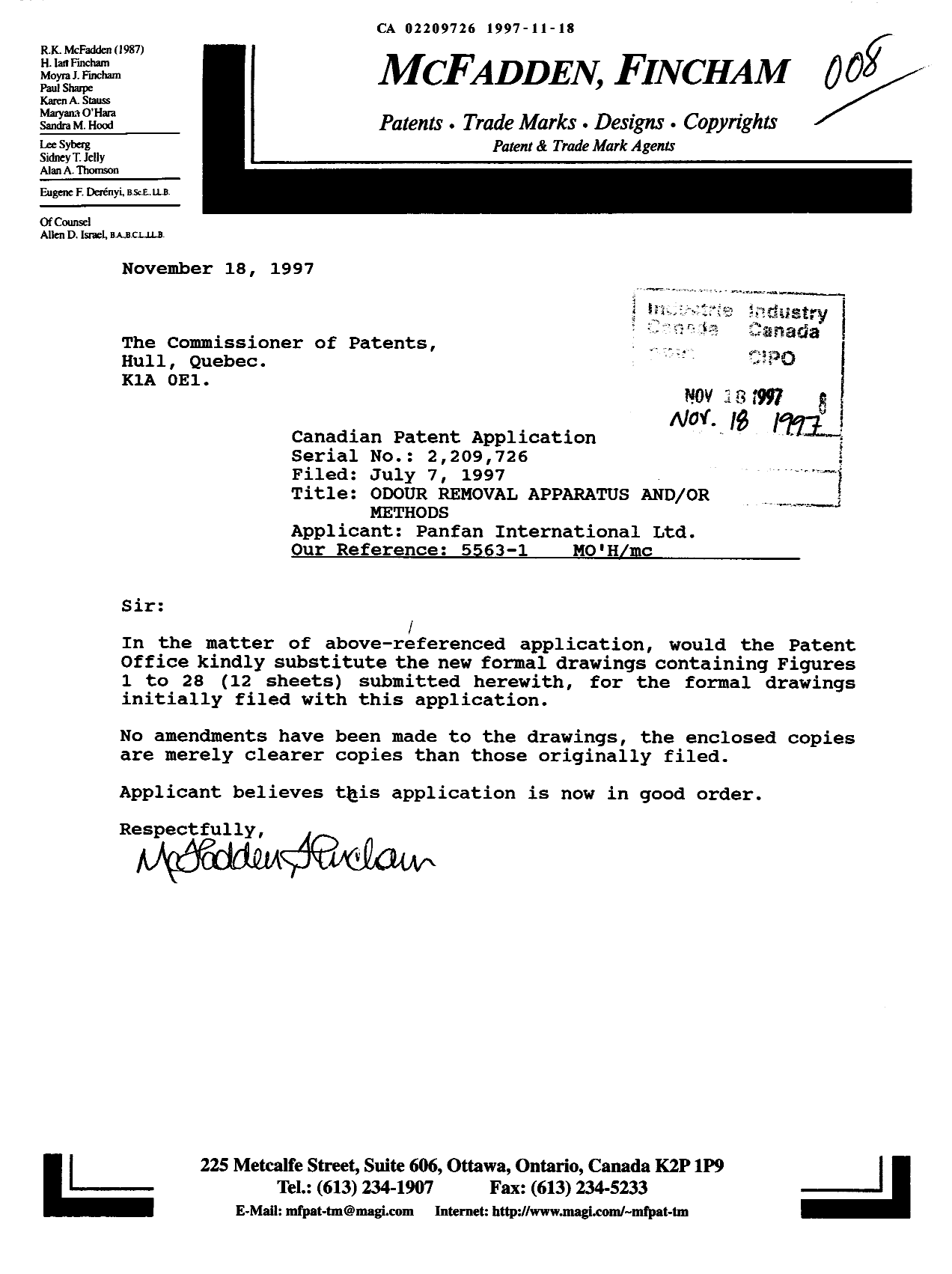 Canadian Patent Document 2209726. Prosecution-Amendment 19971118. Image 1 of 13