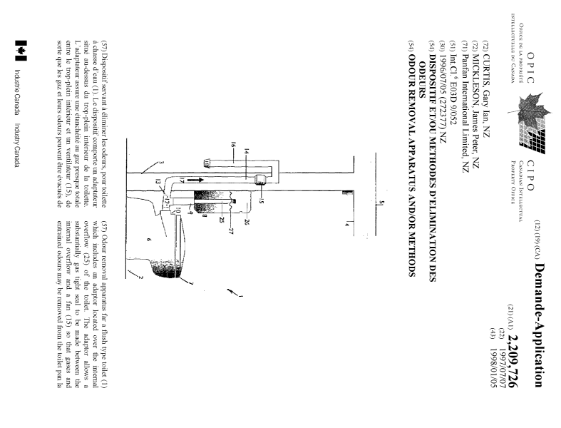 Canadian Patent Document 2209726. Cover Page 19980202. Image 1 of 2