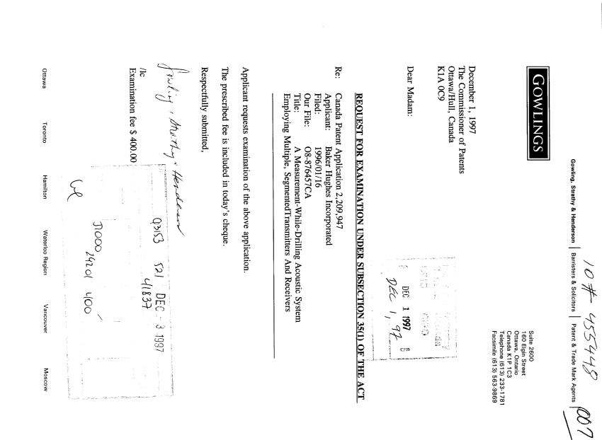 Document de brevet canadien 2209947. Poursuite-Amendment 19971201. Image 1 de 1