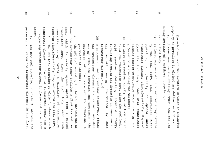 Document de brevet canadien 2209947. Revendications 19980616. Image 1 de 7