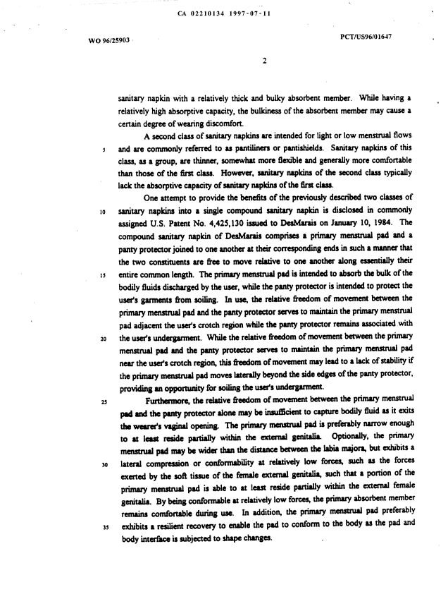 Canadian Patent Document 2210134. Description 20000308. Image 2 of 18