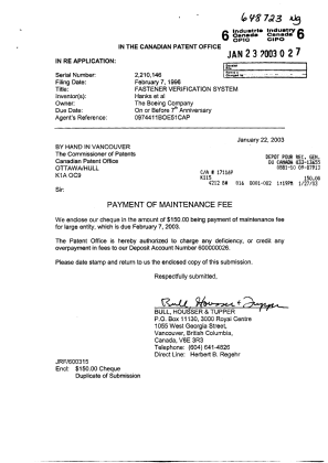 Document de brevet canadien 2210146. Taxes 20030123. Image 1 de 1