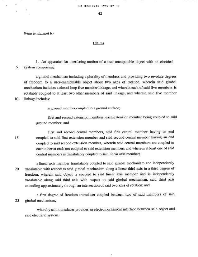 Document de brevet canadien 2210725. Poursuite-Amendment 19970717. Image 2 de 15