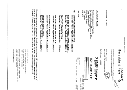 Canadian Patent Document 2210872. Assignment 20021115. Image 1 of 3