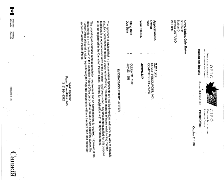 Document de brevet canadien 2211268. Correspondance 19971007. Image 1 de 1